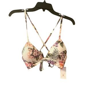 NWT Shade & Shore Bikini Top Women's Size 34B White Floral